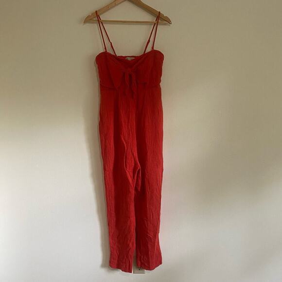 Saturday Sunday Isabel Jumpsuit Size S Red Orange Cotton Gauze Anthropologie - Picture 5 of 13
